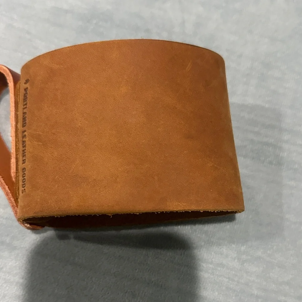 Portland Leather Goods PLG Warm Brown Leather Cup coffee Holder with Handle NWOT - Picture 4 of 5